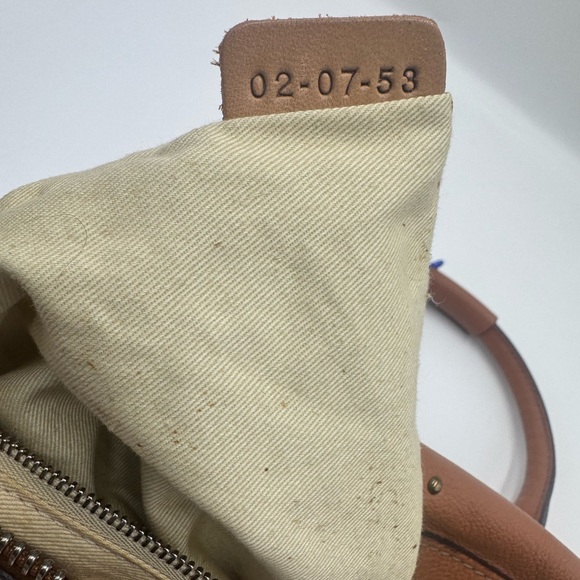 Auth Chloe Caramel Brown Leather Studded Auore Top Handle Duffel Tote Bag - Picture 14 of 16